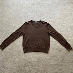 Polo by Ralph Lauren Brown V-Neck 15% cashmere/85% cotton Sweater Size S